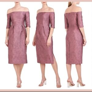 Kay Unger Primrose Brinley Embroidered Off the Shoulder Midi Dress NWT Sz6 $298